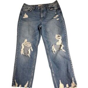 Flying Monkey Women's Destressed Hig Rise Flare Jeans size 31